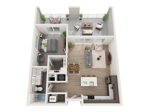 Floor plan for 1 bed, 1 bath, 1092 sqft